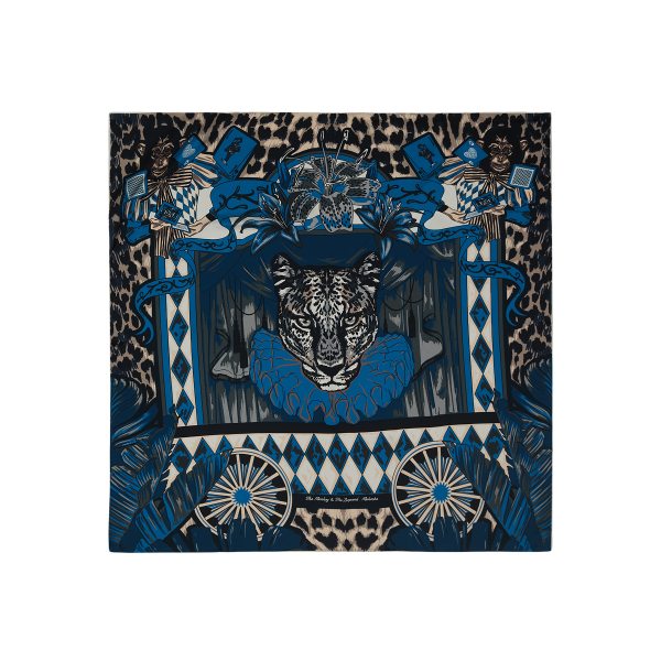 Monkey and The Leopard - Blue - Silk
